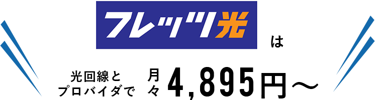 光回線と プロバイダで月々4,895円～
